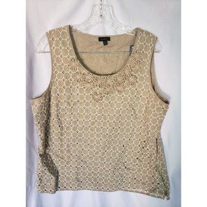 LADIES BLOUSE TALBOTS BEIGE TANK SIDE ZIP 16